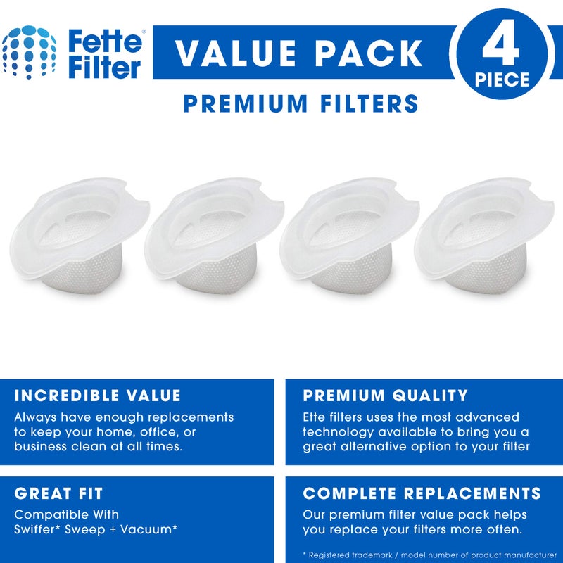 Fette Filter - Vacuum Replacement Filters Compatible with Swiffer Sweep and Vac. Compare to Part #99196 (Pack of 4) - Image 2
